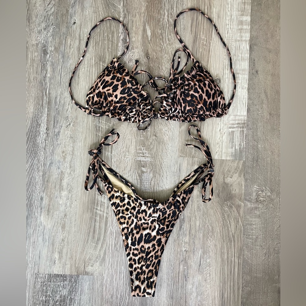 Shein Leopard bikini top (medium) and bottom (large)